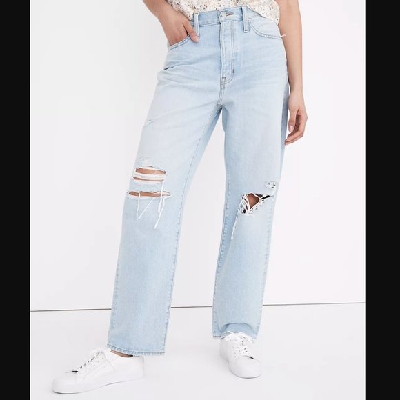 Madewell Denim - 𝅺MADEWELL The Dadjean in Greenvale Wash Ripped Edition Size 28 NWT